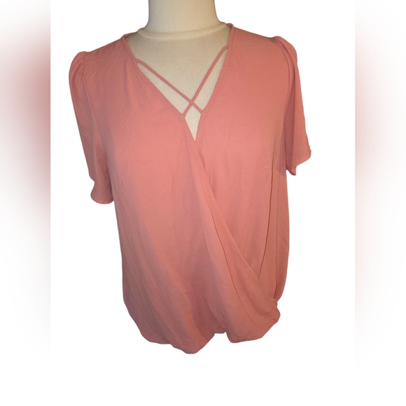 Allison Joy Tops - Allison Joy NWT Evereve Women's Coral Faux Wrap Laurel Surplice Top